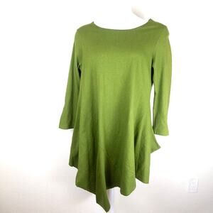 Brynn Walker Green Cotton Hi Lo Hem Tunic  S